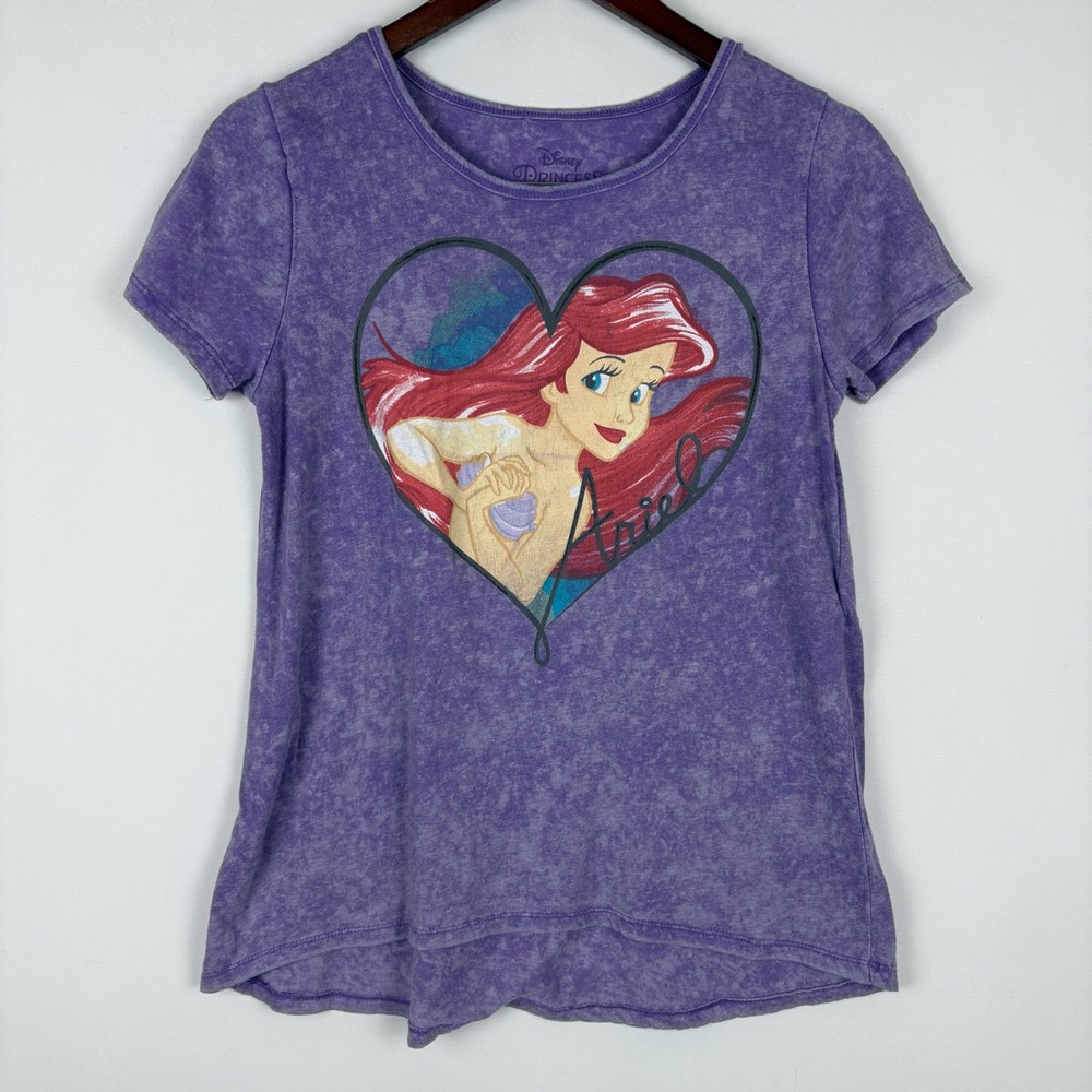 Disney The Little Mermaid Ariel Heart Acid‎ Wash T-shirt